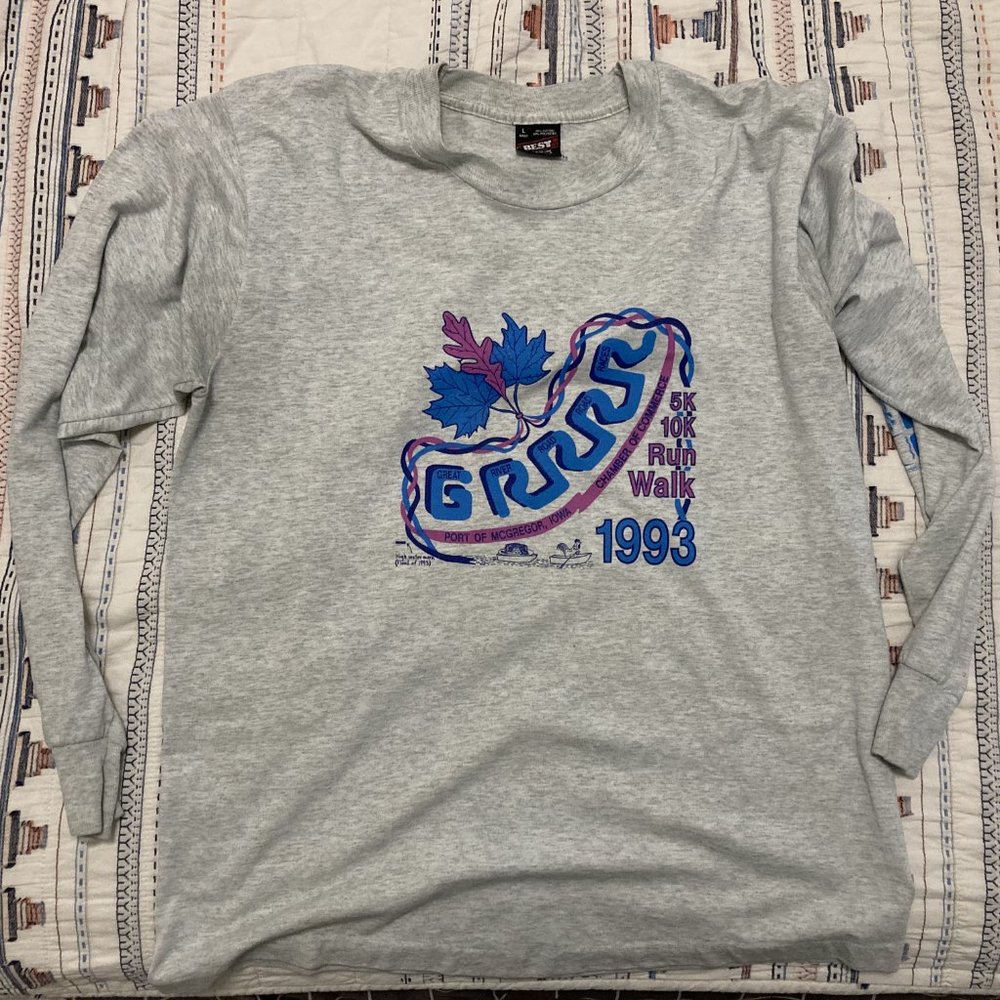 Vintage Running Road Race Shirt Long Sleeve LS